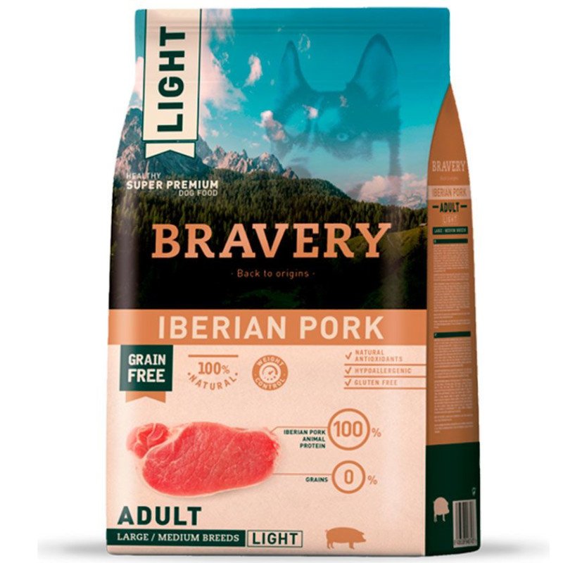 bravery-light-adulto-razas-medianas-y-grandes-iberian-pork-4-kg Bravery Iberian Pork Light Adult 4 kg Medium Large Breeds - Imagen 1