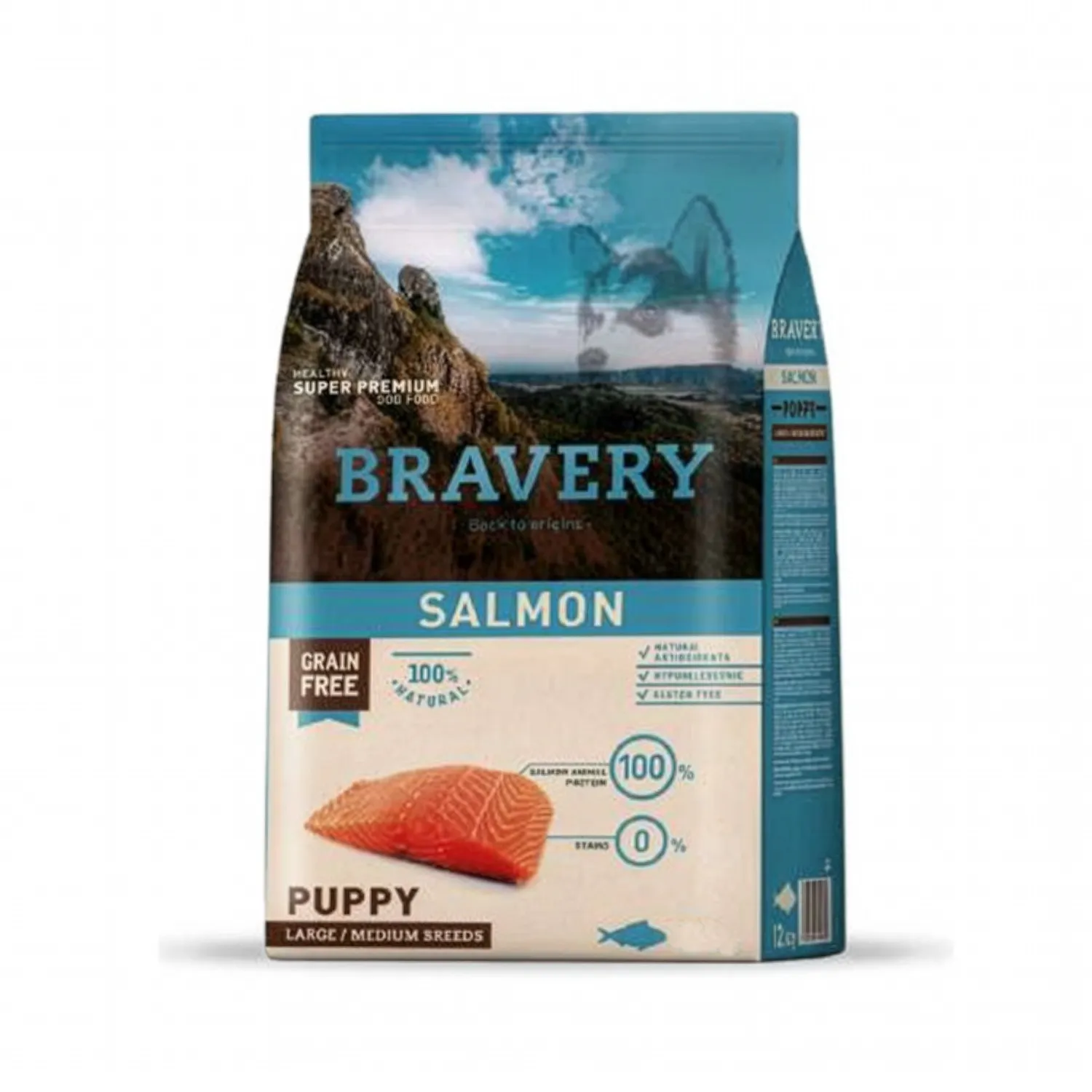 bravery-puppy-salmon-para-razas-medianas-y-grandes-12-kg-alimento-para-cachorros-animaladas Bravery Salmon Puppy 12 kg Medium Large Breeds - Imagen 1