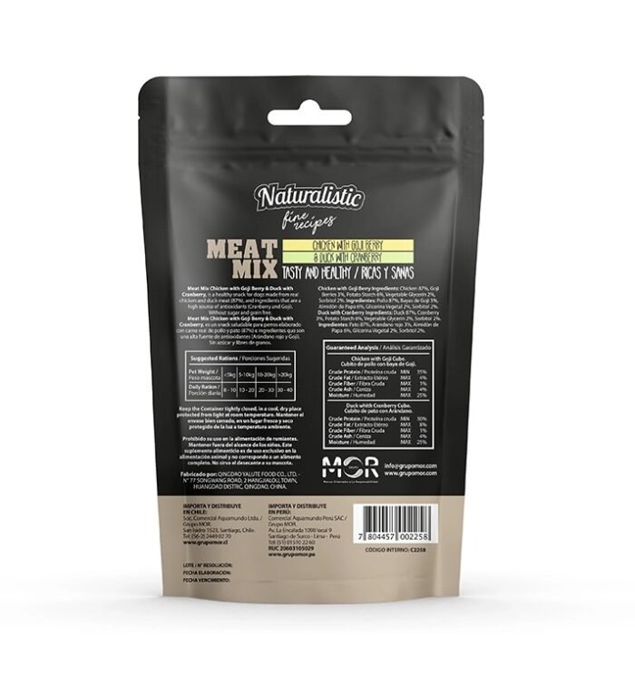 Naturalistic Meat Mix Snack Perro Pollo y Pato 100 g - Imagen 2